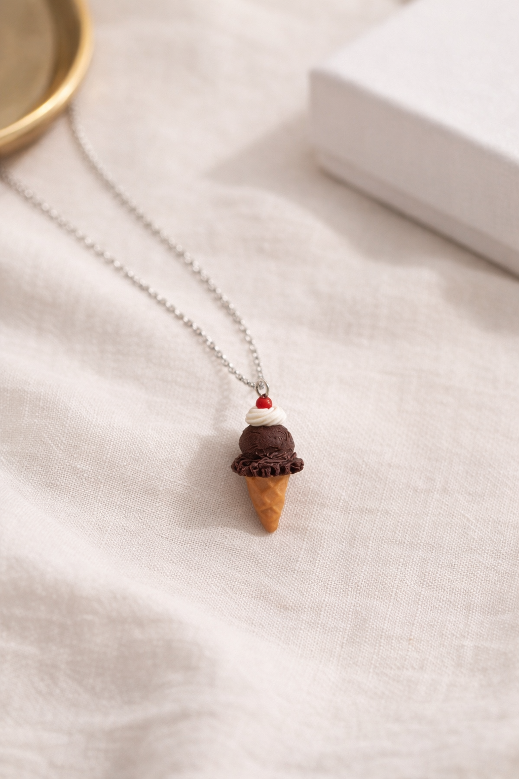 Chocolate Sundae Cone Necklace