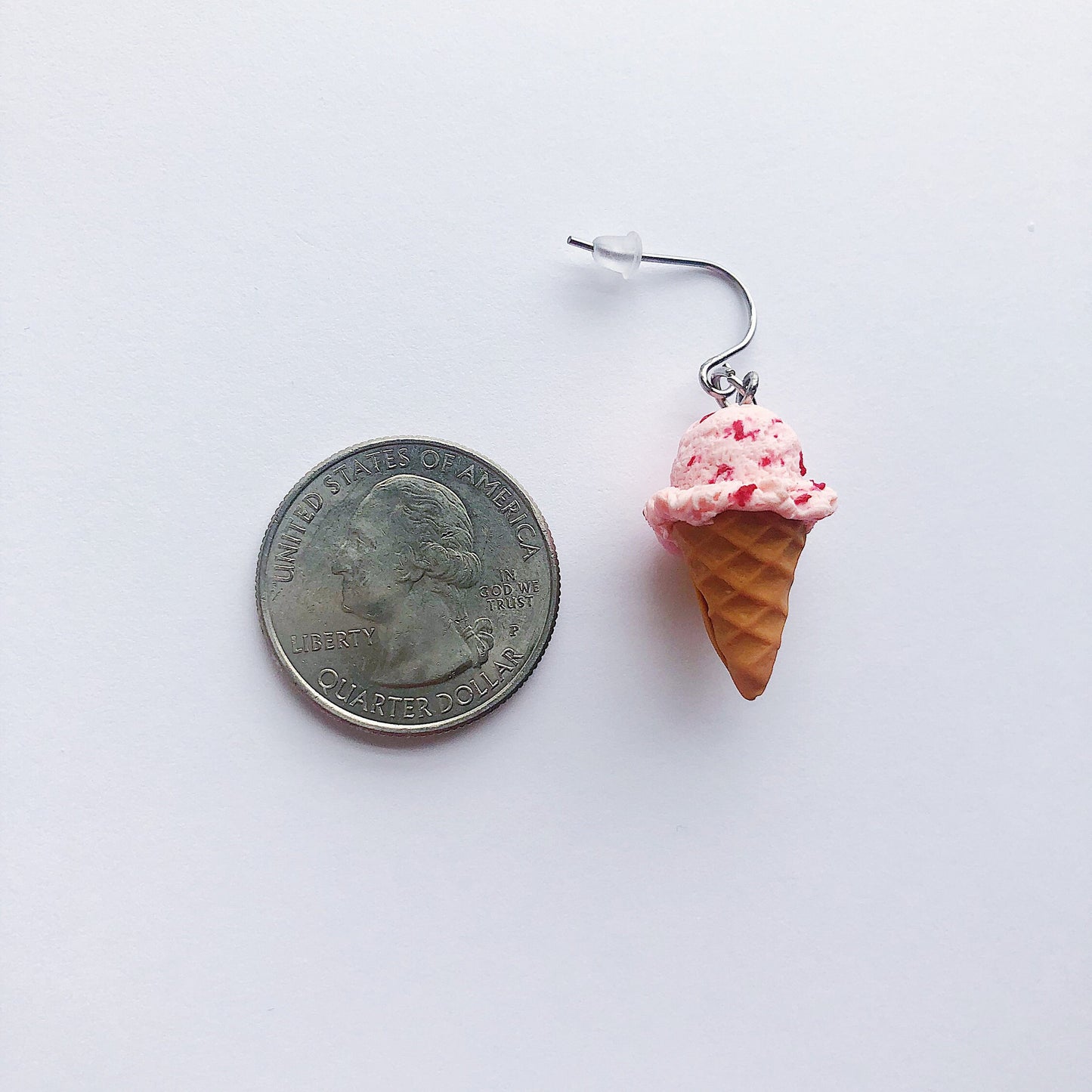 Strawberry Ice Cream Cone Earrings Handmade Polymer Clay Jewelry Gift- No Irritation for Sensitive Ears
