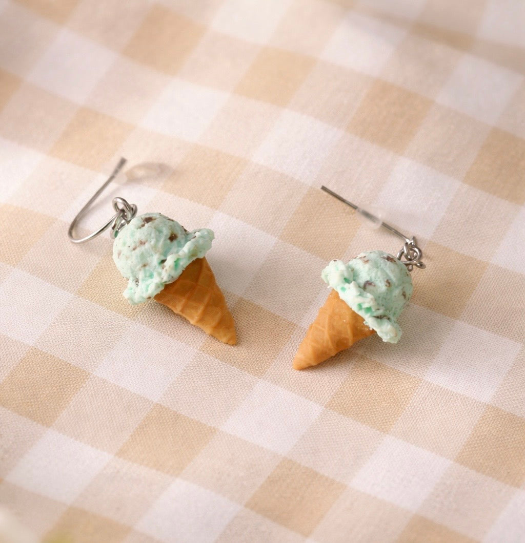 Mint Chocolate Chip Ice Cream Earrings