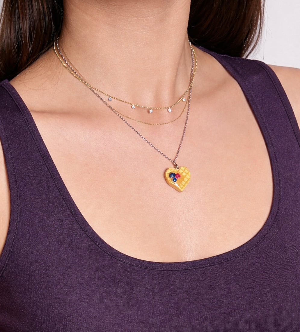Berry Heart Waffle Necklace