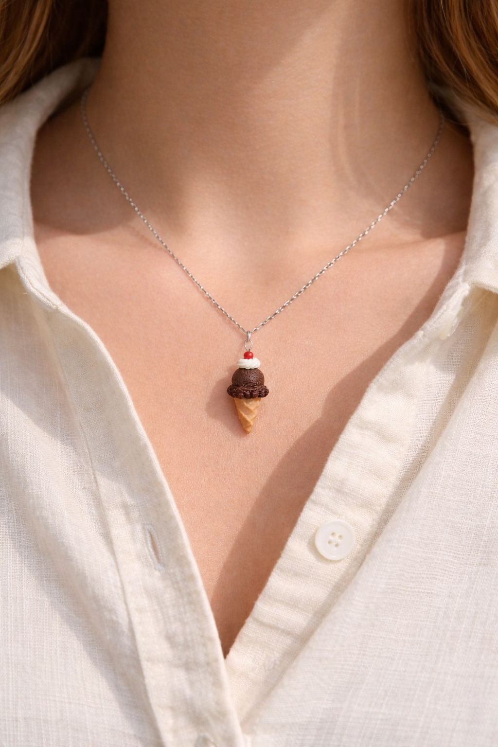 Chocolate Sundae Cone Necklace