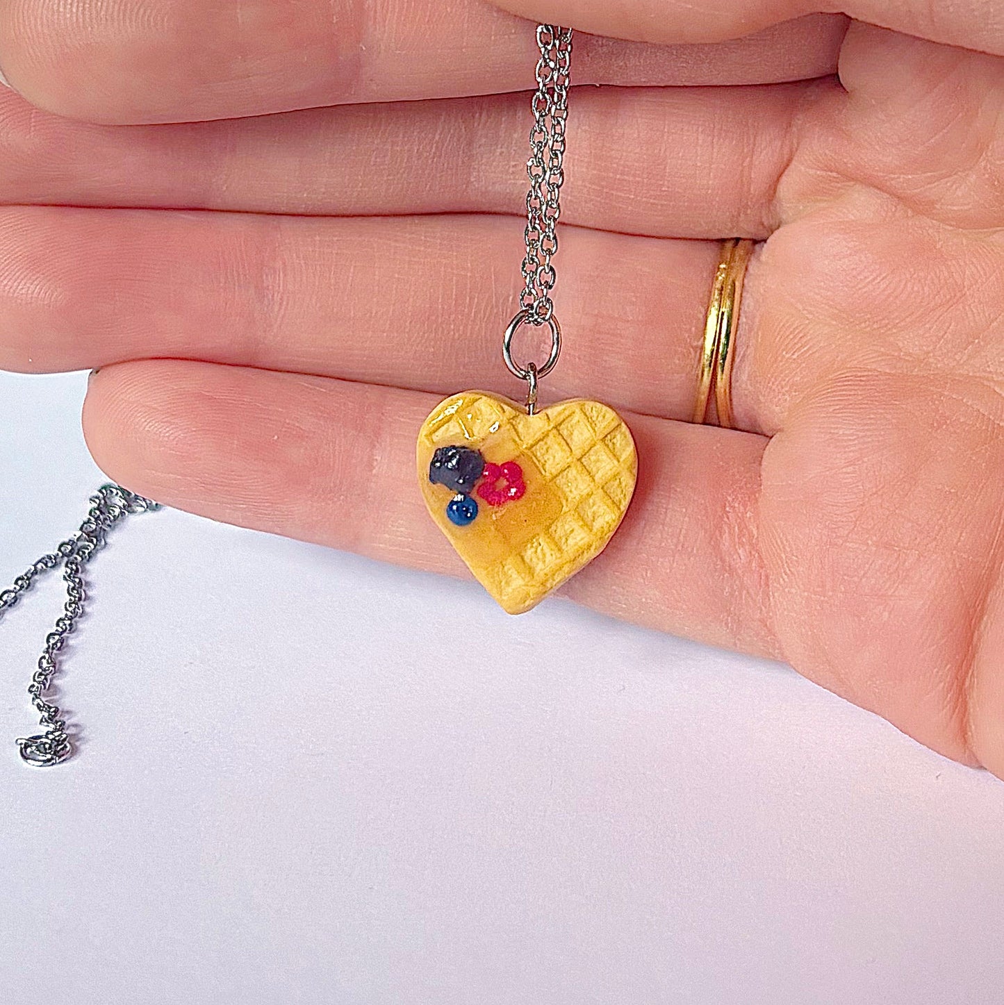 Berry Heart Waffle Necklace