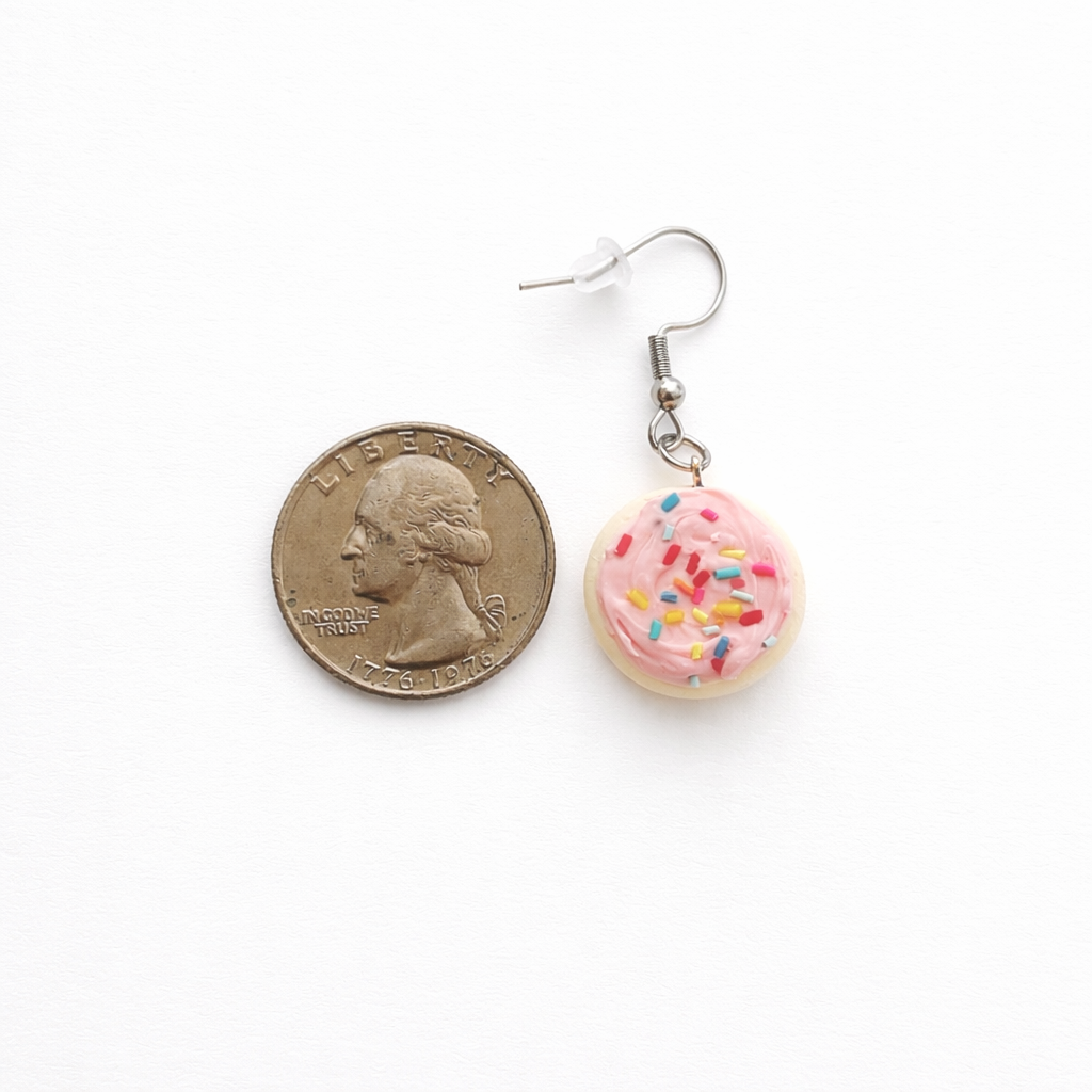Pink Frosted Sugar Cookie Dangle Earrings