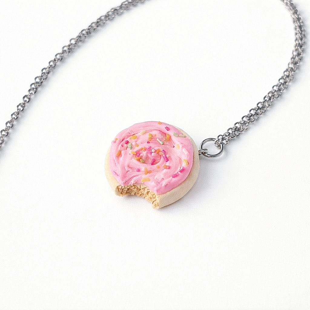 Pink Frosted Sugar Cookie Necklace