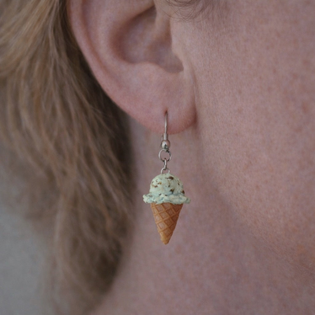 Mint Chocolate Chip Ice Cream Earrings